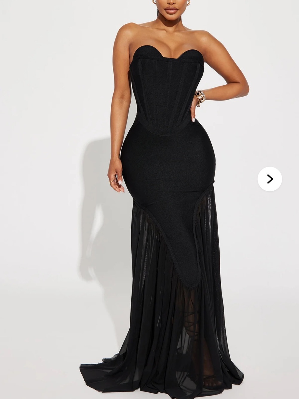 Fashion Nova Strapless Black Corset Bandage Gala Wedding Feminine Evening Gown-S